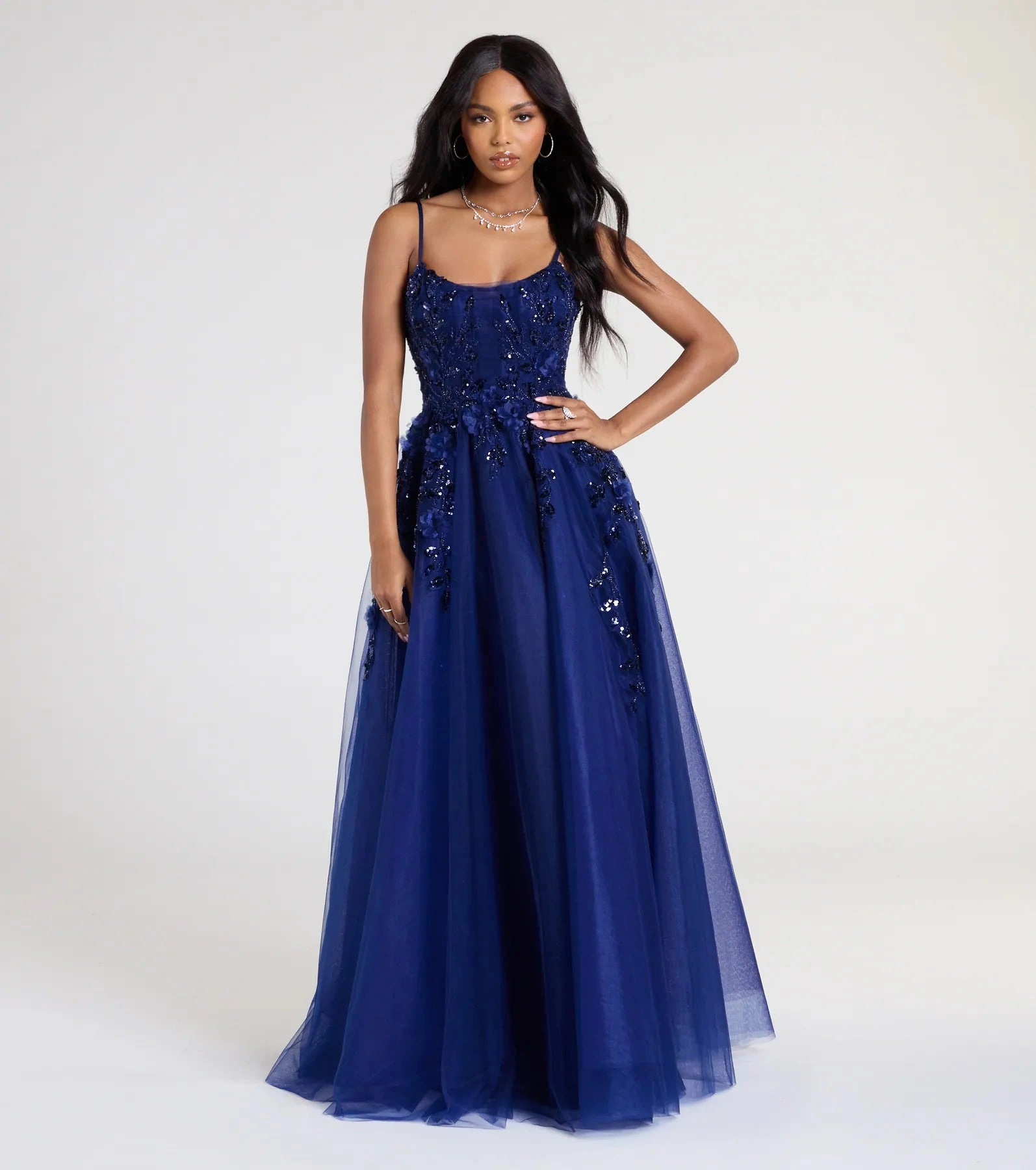 Sparkling Lula: Enchanting Floral Sequin Ball Gown – Dance the Night Away!